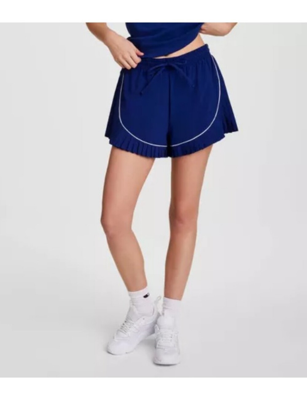 Champion Navy Pleated Athletic Drawstring Shorts